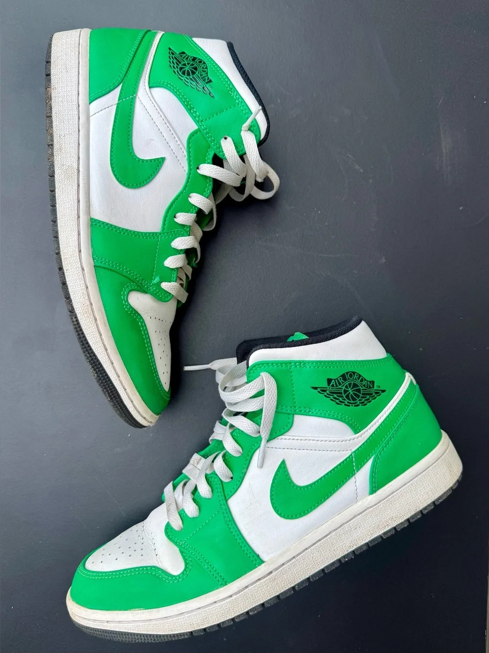 Nike Air Jordan Mid Shoe Lucky Green White Basketball Sneaker sz 9 Jordans Mids
